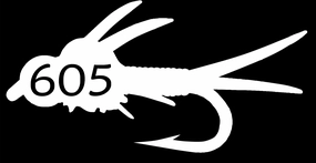 605 Fly Decal/Sticker White