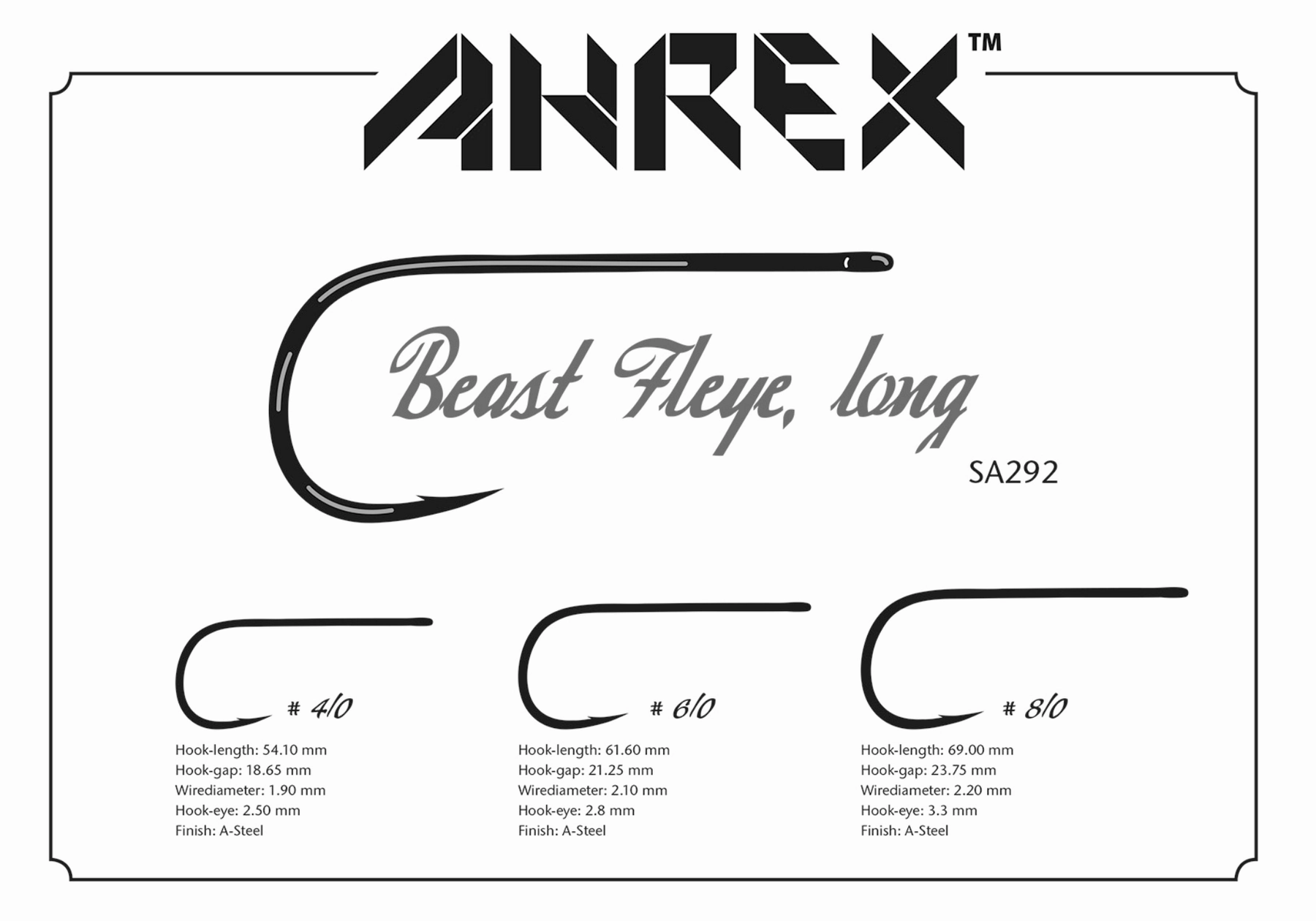 Ahrex Bob SA292 Popovics Long Shank Beast Fleye Hook