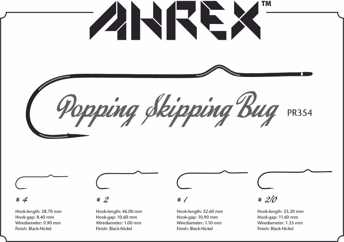 Ahrex PR354 Long Shank Popping Skipping Bug Hook 10 pack
