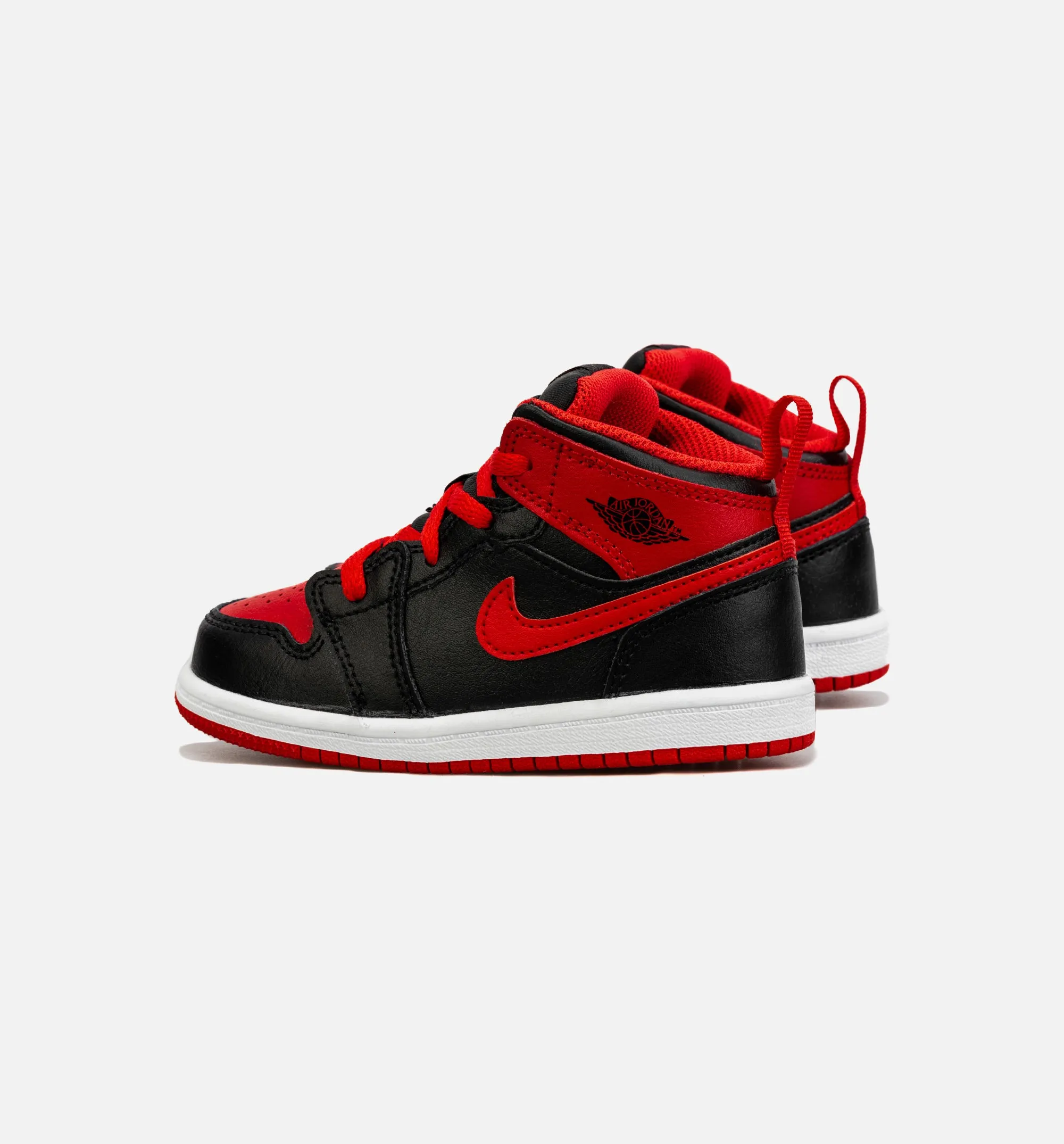 Air Jordan 1 Mid Infant Toddler Lifestyle Shoe - Black/Red Comfort Sole