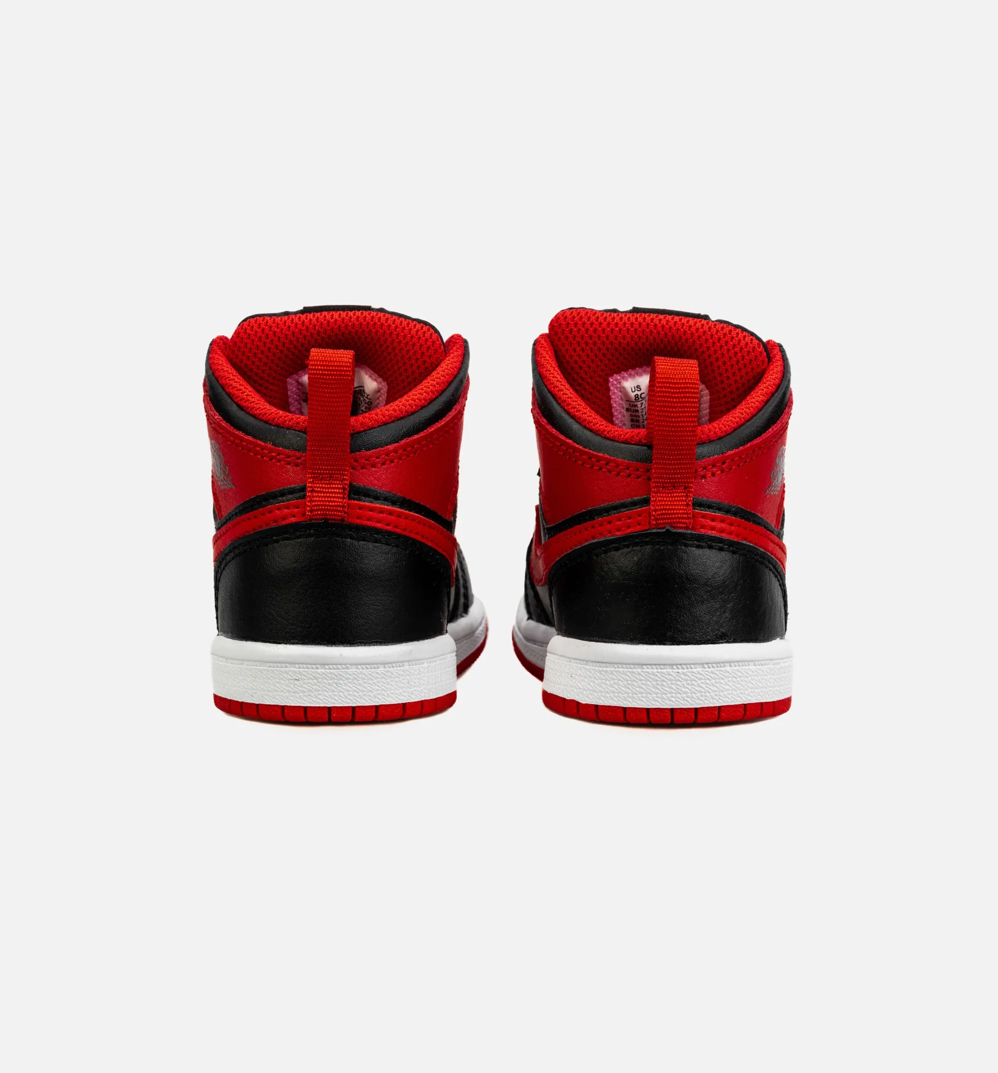 Air Jordan 1 Mid Infant Toddler Lifestyle Shoe - Black/Red Everyday Footwear Casual Comfort