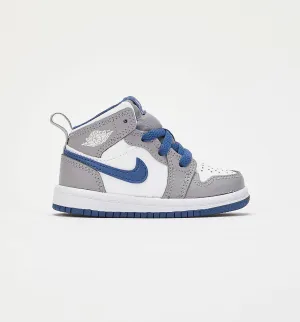 Odor Resistant Air Jordan 1 Mid Infant Toddler Lifestyle Shoe - Blue/Grey