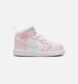Standing Comfort Air Jordan 1 Mid Infant Toddler Lifestyle Shoe - Pink Foam/Fire Red/White