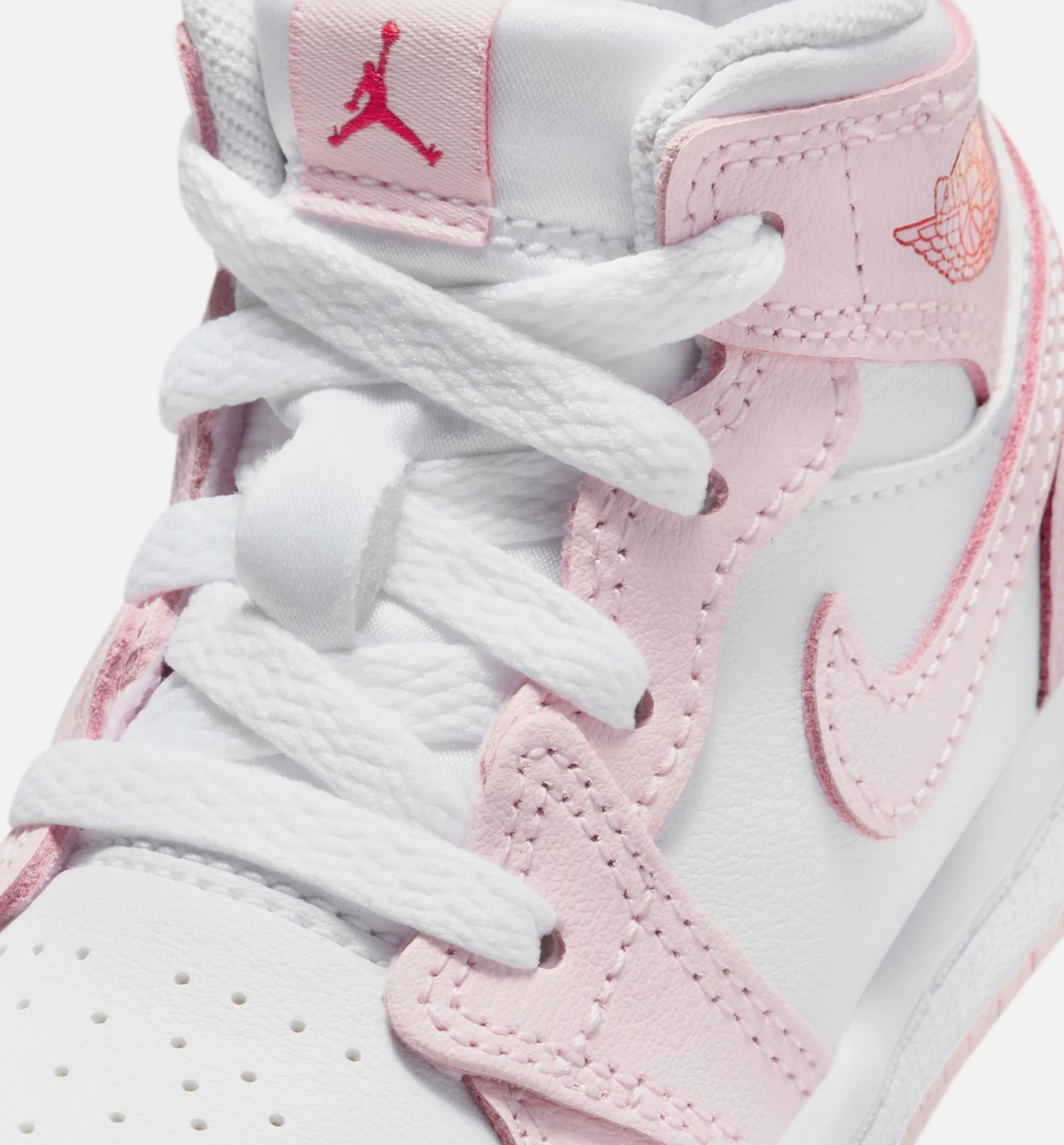 Air Jordan 1 Mid Infant Toddler Lifestyle Shoe - Pink Foam/Fire Red/White Rugged Sole