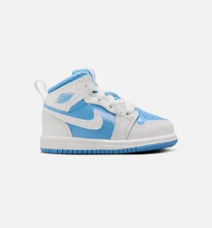 Non Slip Air Jordan 1 Mid Legend Blue Infant Toddler Lifestyle Shoe - White/Legend Blue
