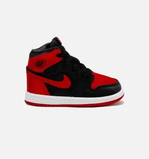 Air Jordan 1 Retro Hi Og Satin Bred Infant Toddler Lifestyle Shoe - Black/Red Free Shipping Durable