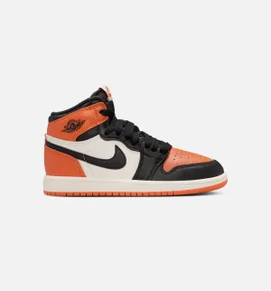 Quick Dry Easy On/Off Air Jordan 1 Retro High Og Shattered Backboard Preschool Lifestyle Shoe - Black/Black/Sail/Starfish