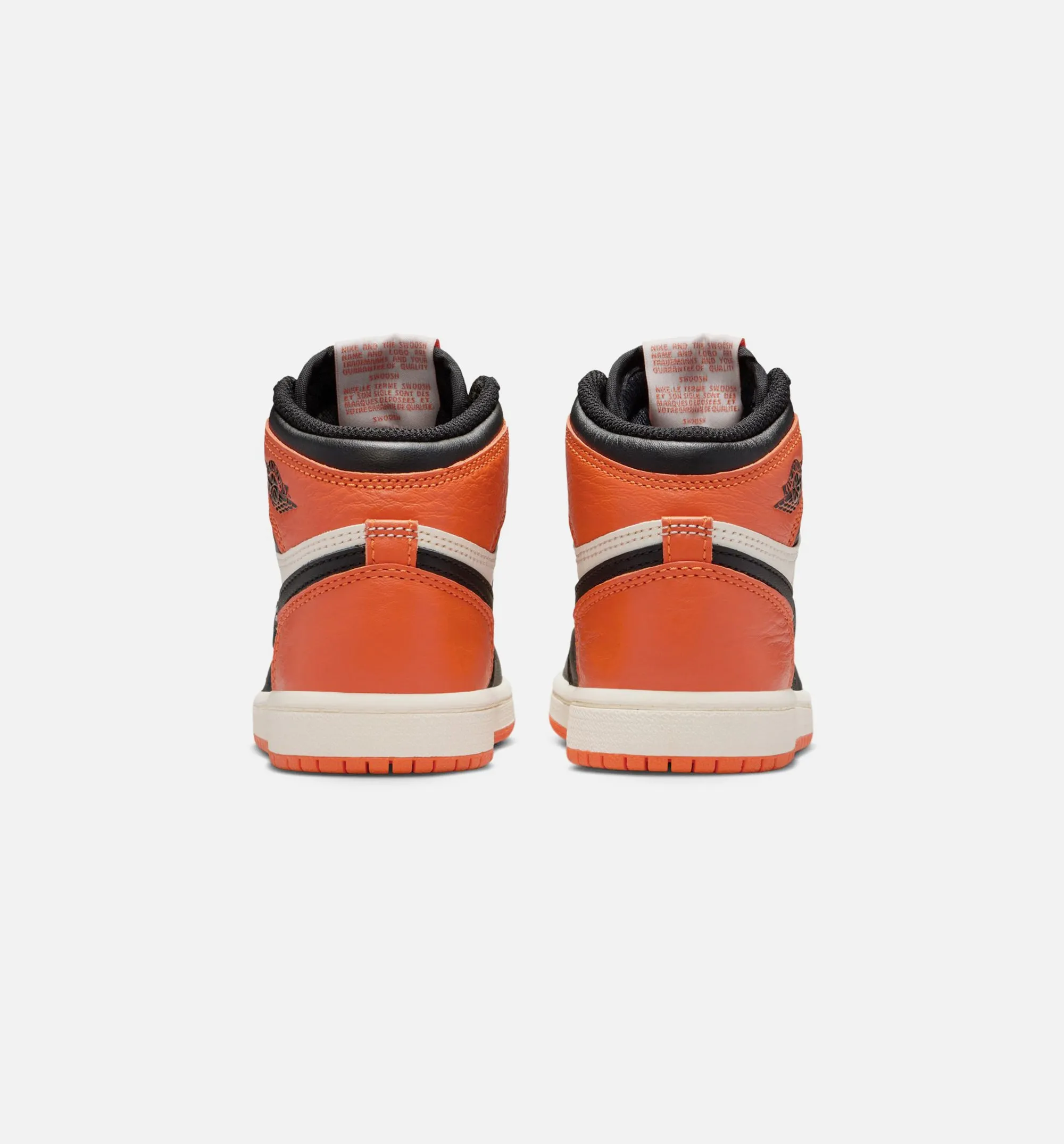 Odor Control Shock Absorbing Air Jordan 1 Retro High Og Shattered Backboard Preschool Lifestyle Shoe - Black/Black/Sail/Starfish