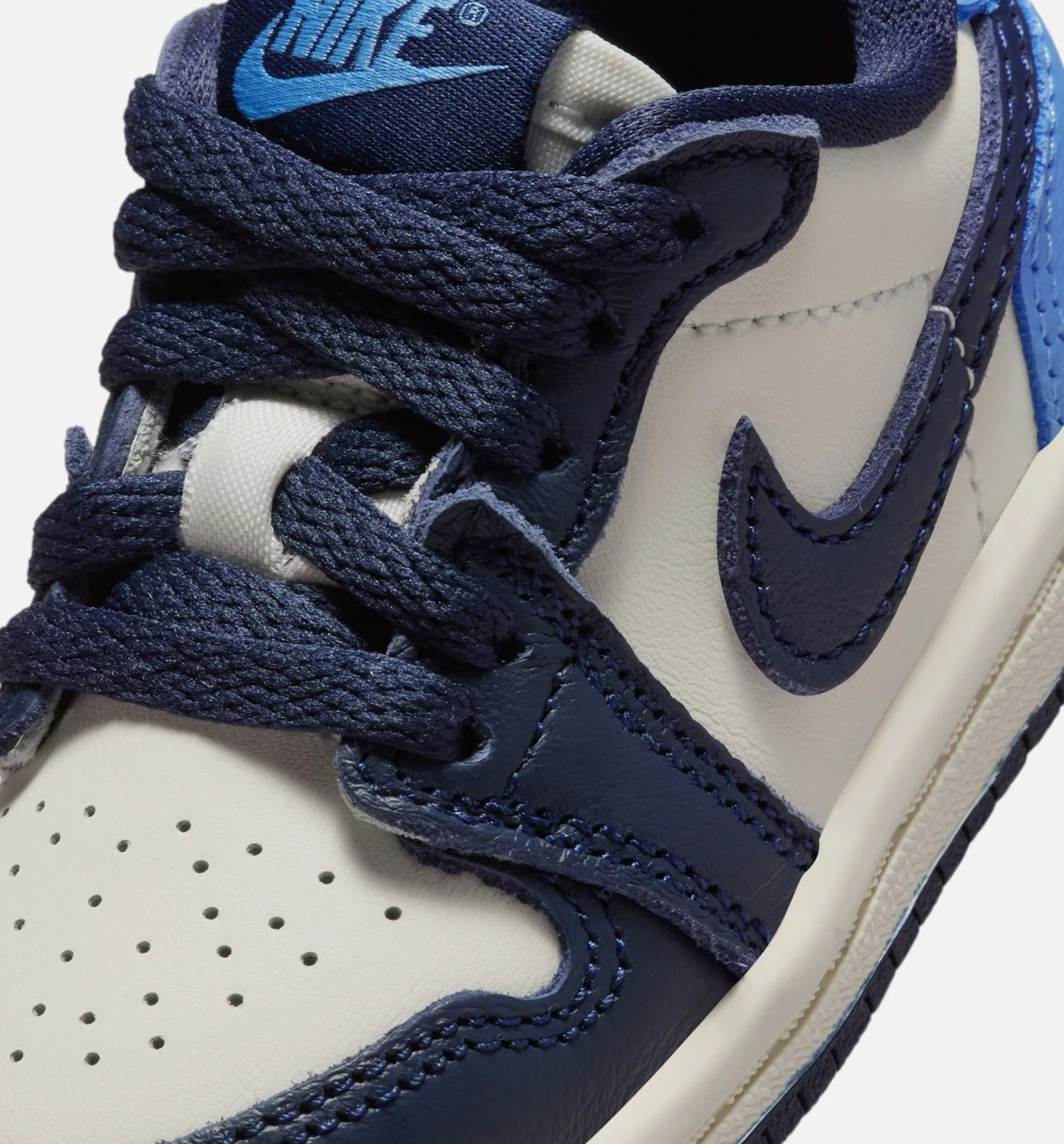 Comfort Technology Flexible Air Jordan 1 Retro Low Og Obsidian Infant Toddler Lifestyle Shoe - Obsidian/University Blue/Sail