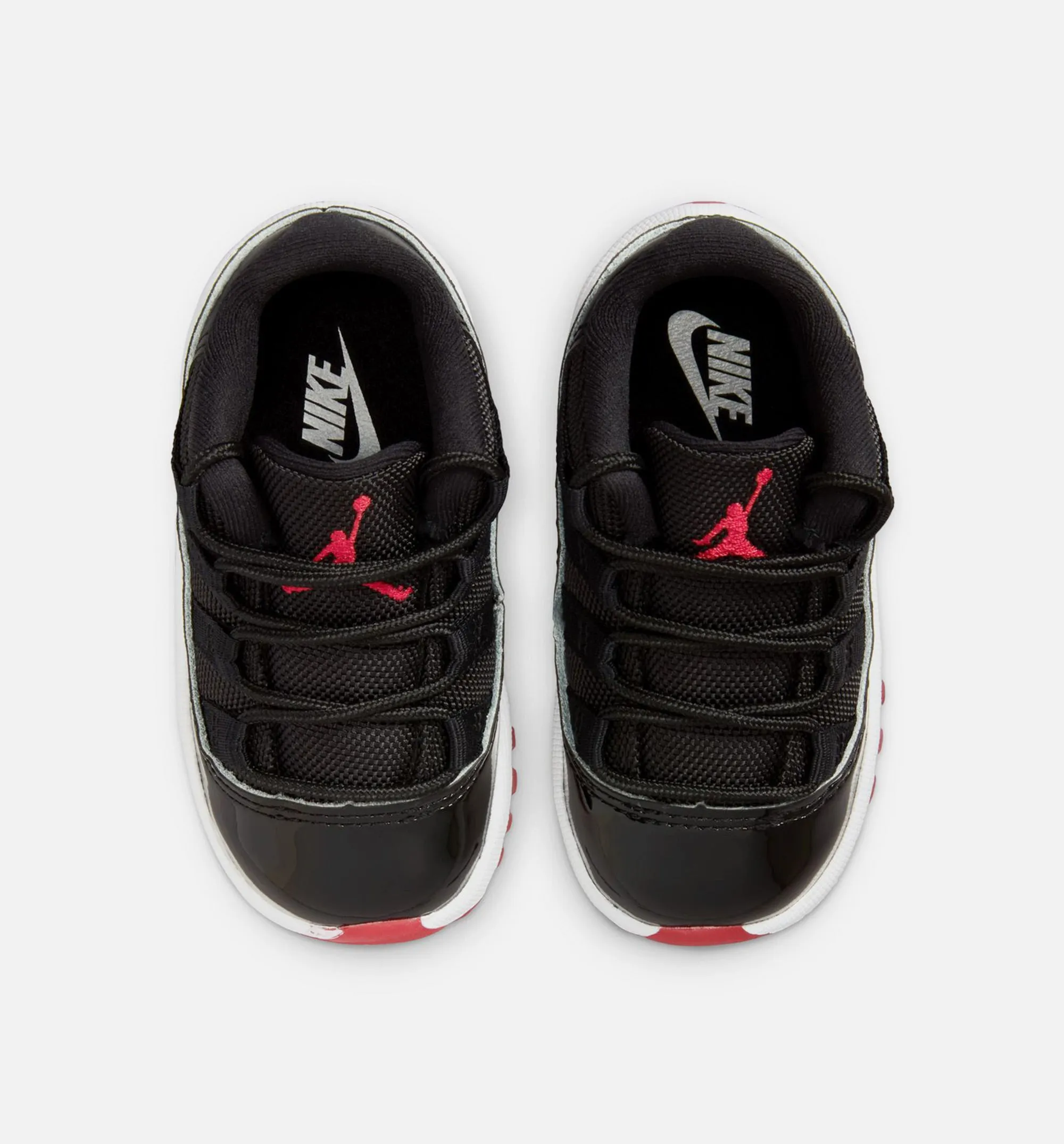Air Jordan 11 Retro Bred Infant Toddler Lifestyle Shoe - Black/Varsity Red/White Travel Footwear Waterproof