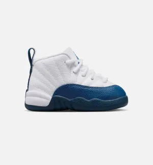 Air Jordan 12 Retro French Blue Infant Toddler Lifestyle Shoe - White/French Blue/Metallic Silver/Varsity Red Orthotic Friendly