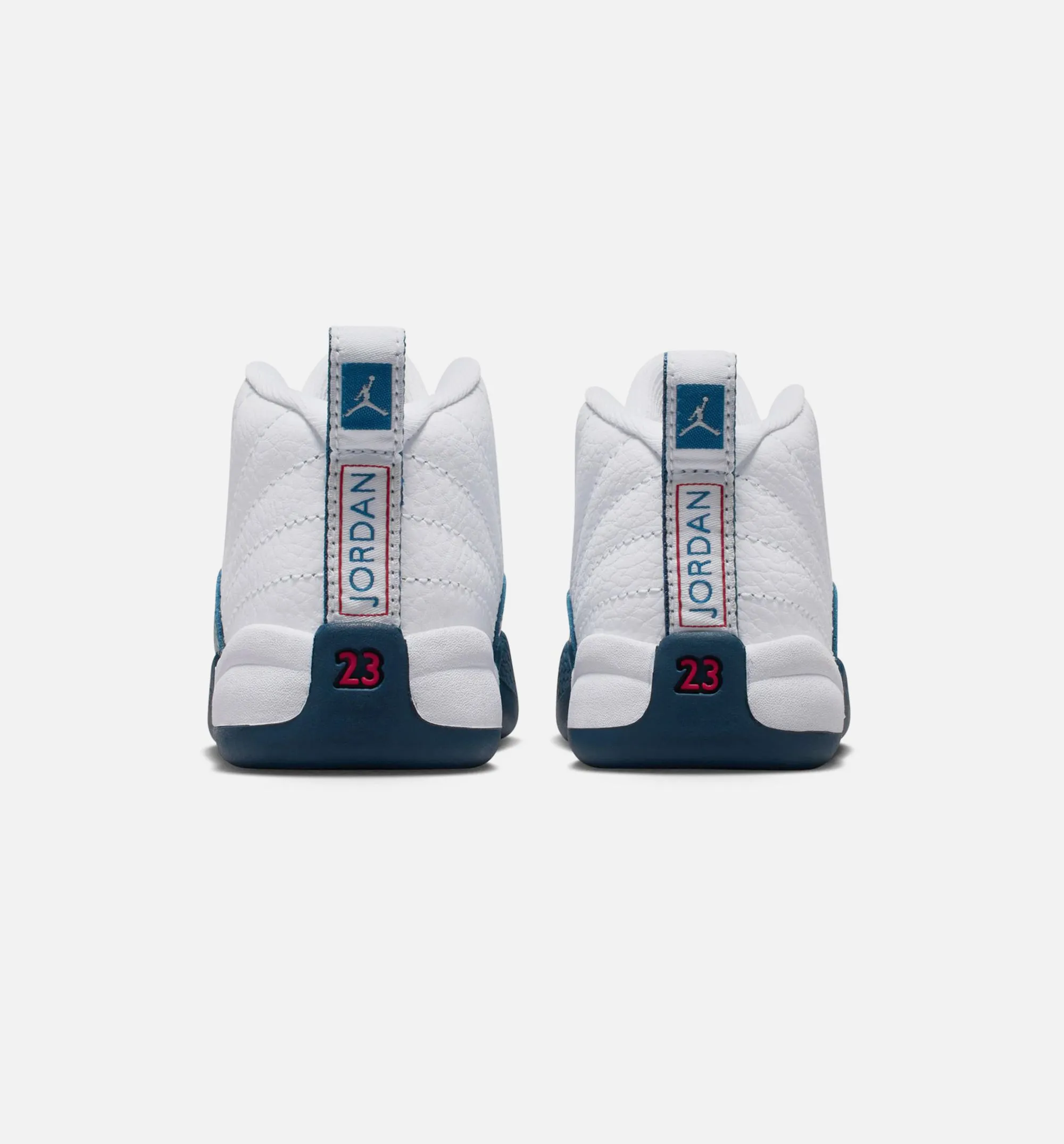 Grippy Traction Air Jordan 12 Retro French Blue Infant Toddler Lifestyle Shoe - White/French Blue/Metallic Silver/Varsity Red