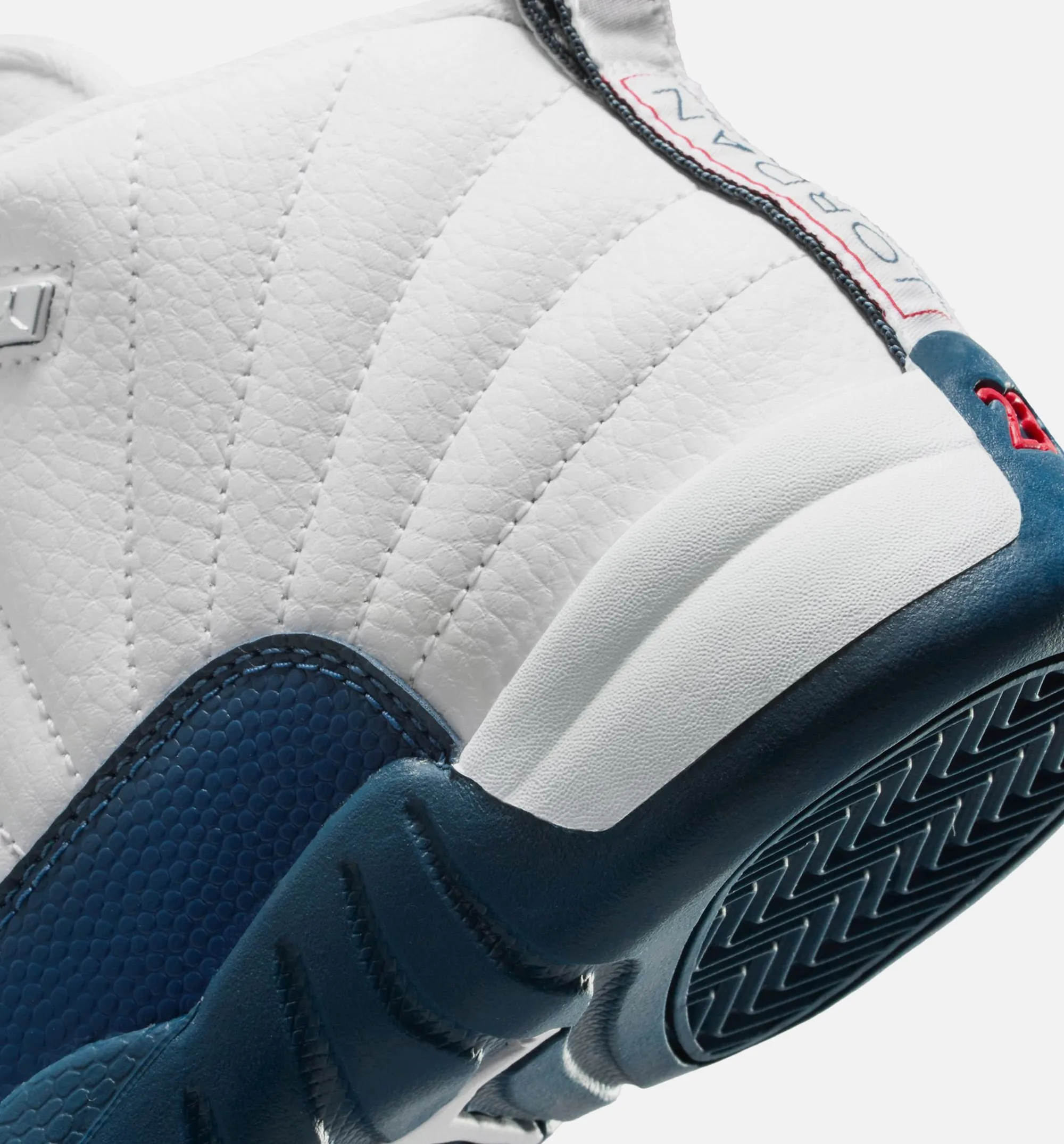 Air Jordan 12 Retro French Blue Preschool Lifestyle Shoe - White/French Blue/Metallic Silver/Varsity Red Odor Resistant Standing Comfort