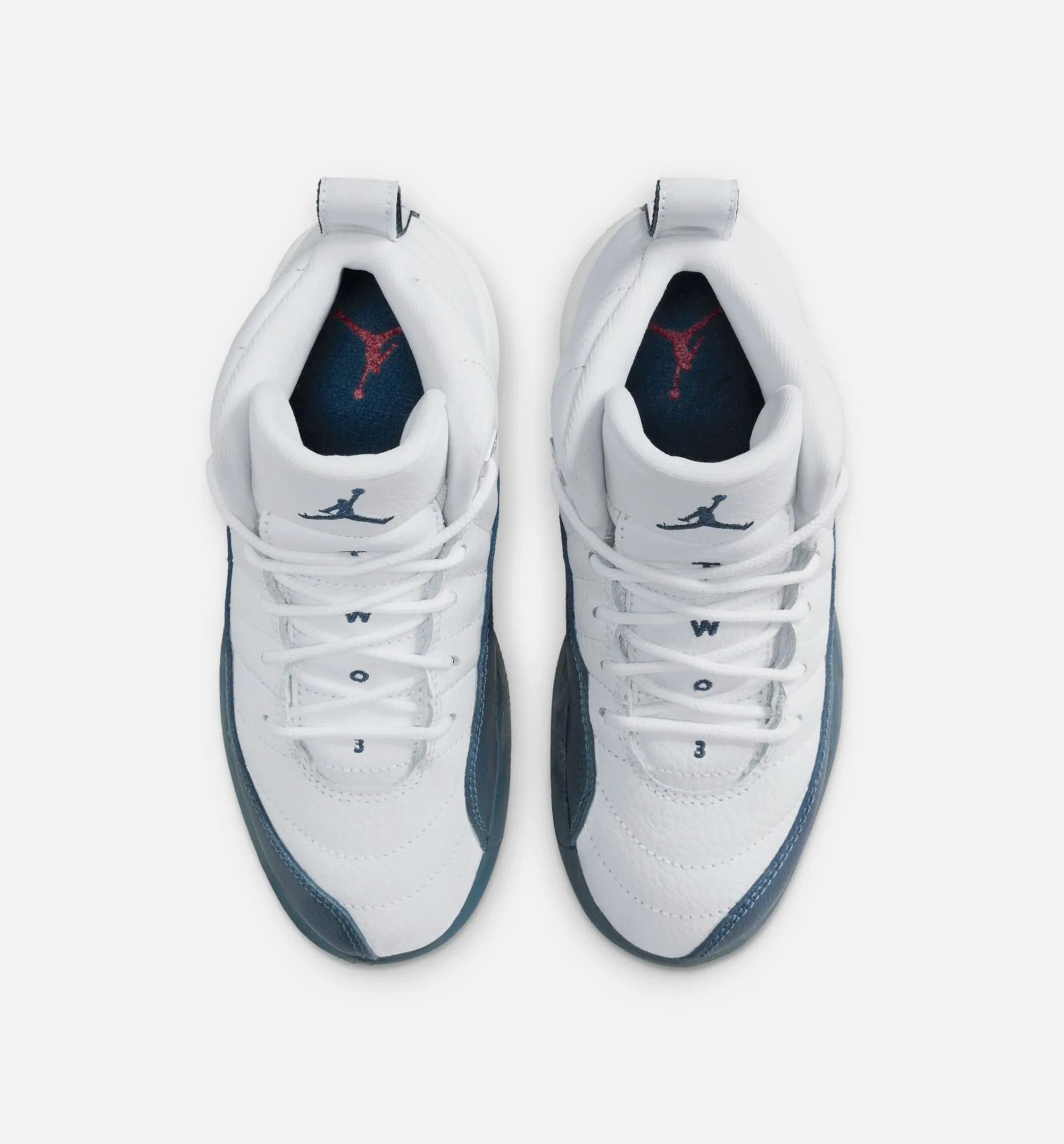 Machine Washable Air Jordan 12 Retro French Blue Preschool Lifestyle Shoe - White/French Blue/Metallic Silver/Varsity Red