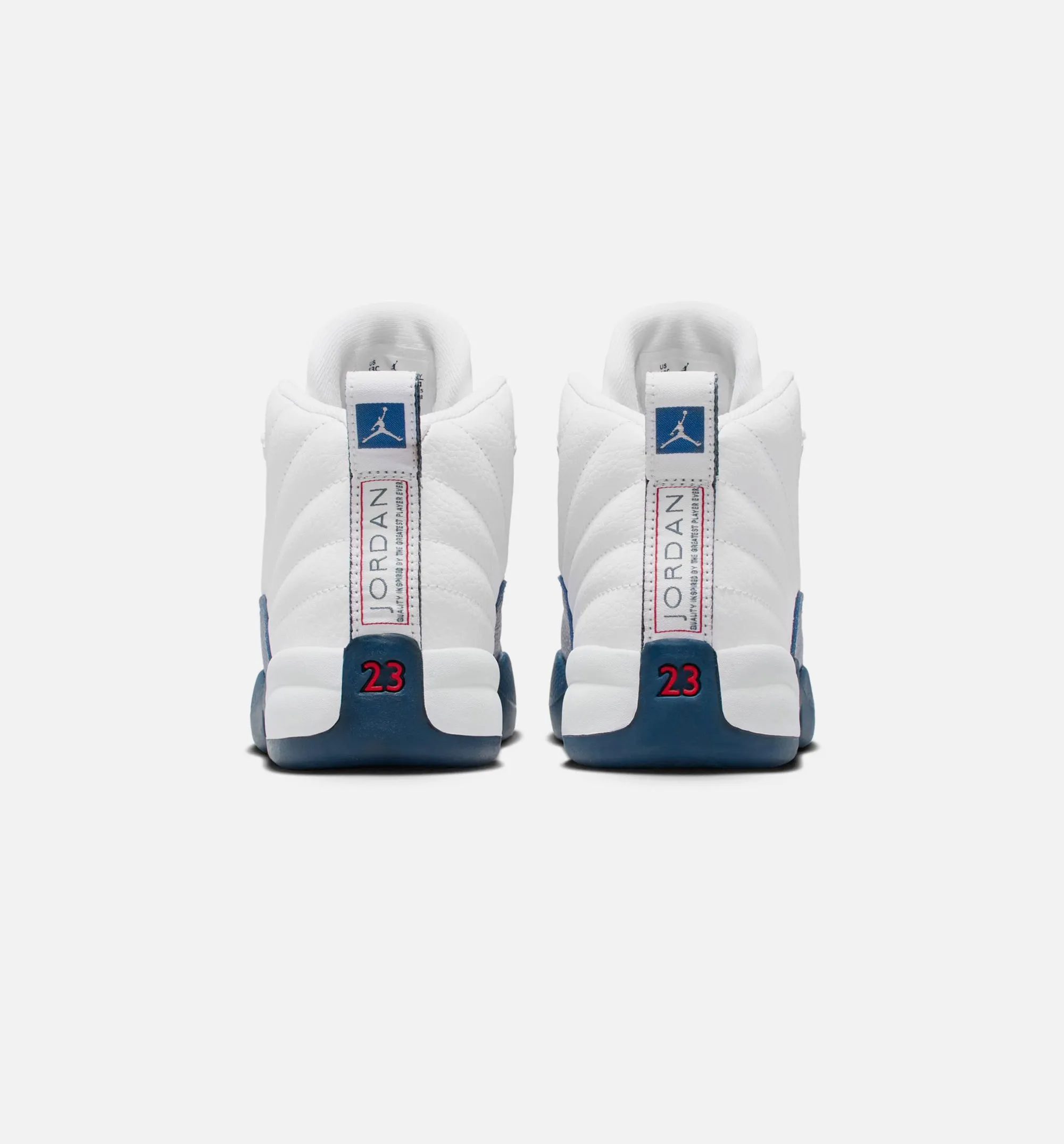 Unisex Smart Casual Footwear Air Jordan 12 Retro French Blue Preschool Lifestyle Shoe - White/French Blue/Metallic Silver/Varsity Red