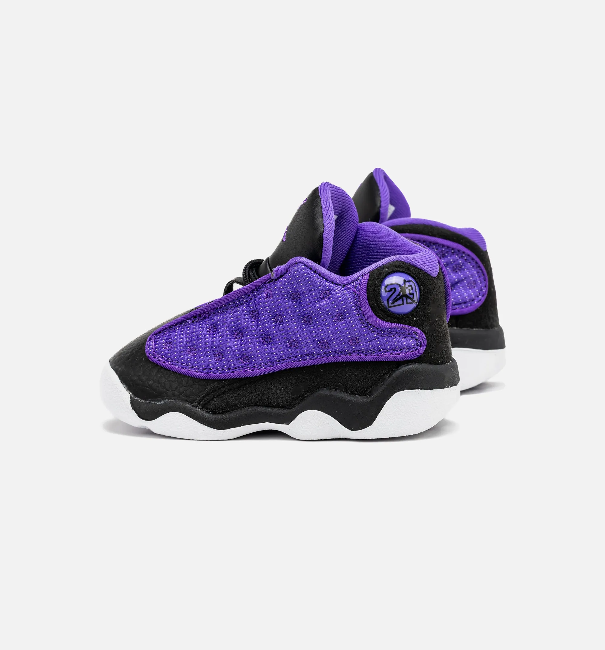 Slip Resistant Air Jordan 13 Retro Purple Venom Infant Toddler Lifestyle Shoe - Black/Purple