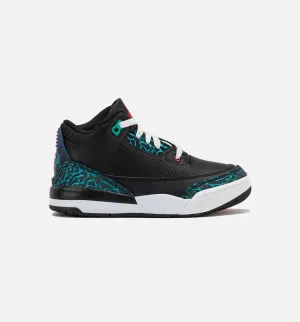 Pro Comfort Leather Shoes Air Jordan 3 Retro Black And Hyper Jade Preschool Lifestyle Shoe - Black/Siren Red/Hyper Jade/White