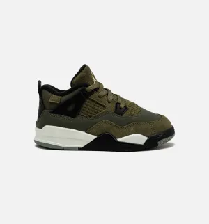 Air Jordan 4 Retro Craft Olive Infant Toddler Lifestyle Shoe - Medium Olive/Black Casual Footwear Minimal Footwear