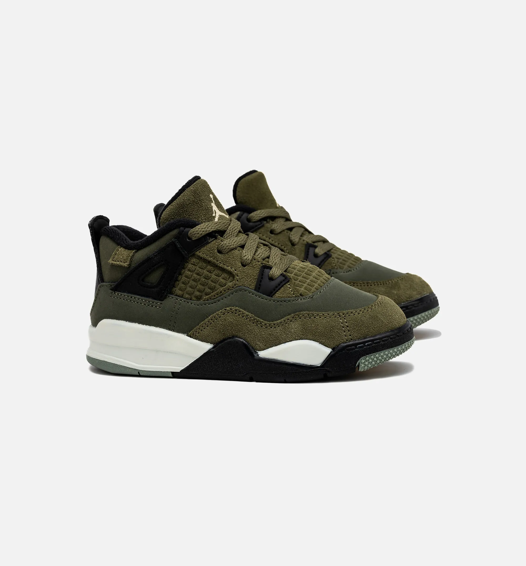 Pain Relief Slip Resistant Work Air Jordan 4 Retro Craft Olive Infant Toddler Lifestyle Shoe - Medium Olive/Black