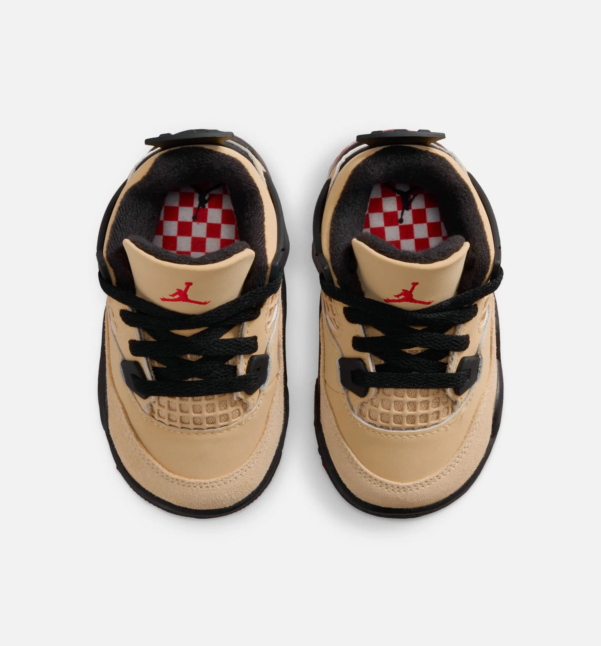 Odor Resistant Breathable Mesh Air Jordan 4 Retro Infant Toddler Lifestyle Shoe - Sesame/Fire Red/Black/White