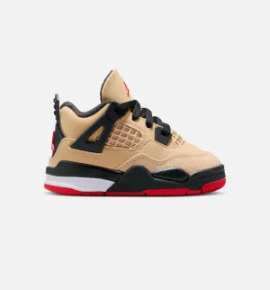 Durable Air Jordan 4 Retro Infant Toddler Lifestyle Shoe - Sesame/Fire Red/Black/White