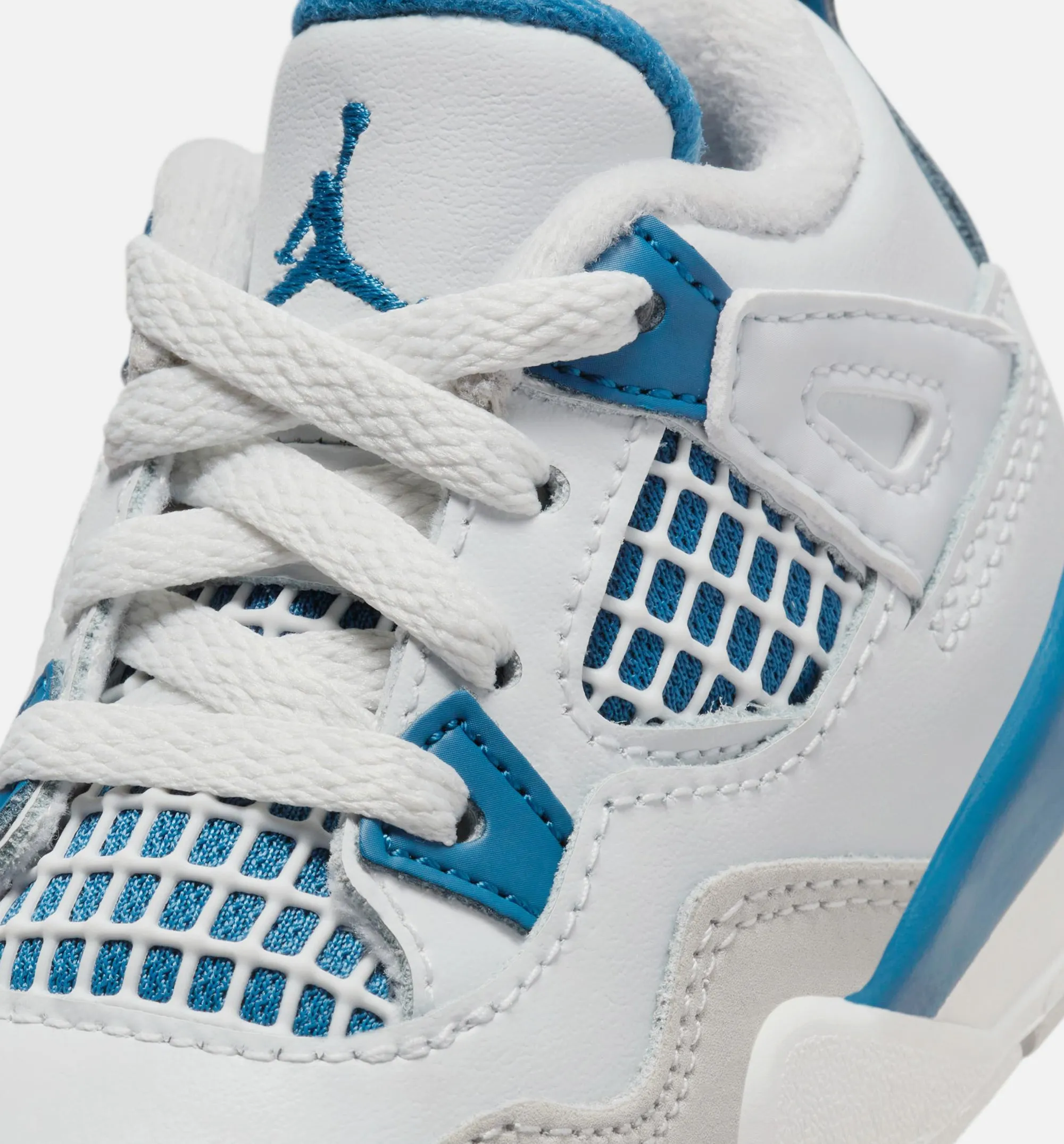 Air Jordan 4 Retro Military Blue Infant Toddler Lifestyle Shoe - Off White/Military Blue/Neutral Grey Casual Comfort Machine Washable