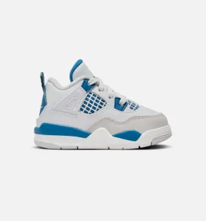 Casual Comfort Arch Support Air Jordan 4 Retro Military Blue Infant Toddler Lifestyle Shoe - Off White/Military Blue/Neutral Grey