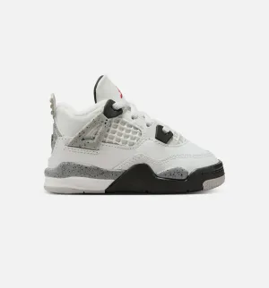 Air Jordan 4 Retro White Cement Infant Toddler Lifestyle Shoe - Summit White/Fire Red/Cement Grey/Black Machine Washable Modern Classic