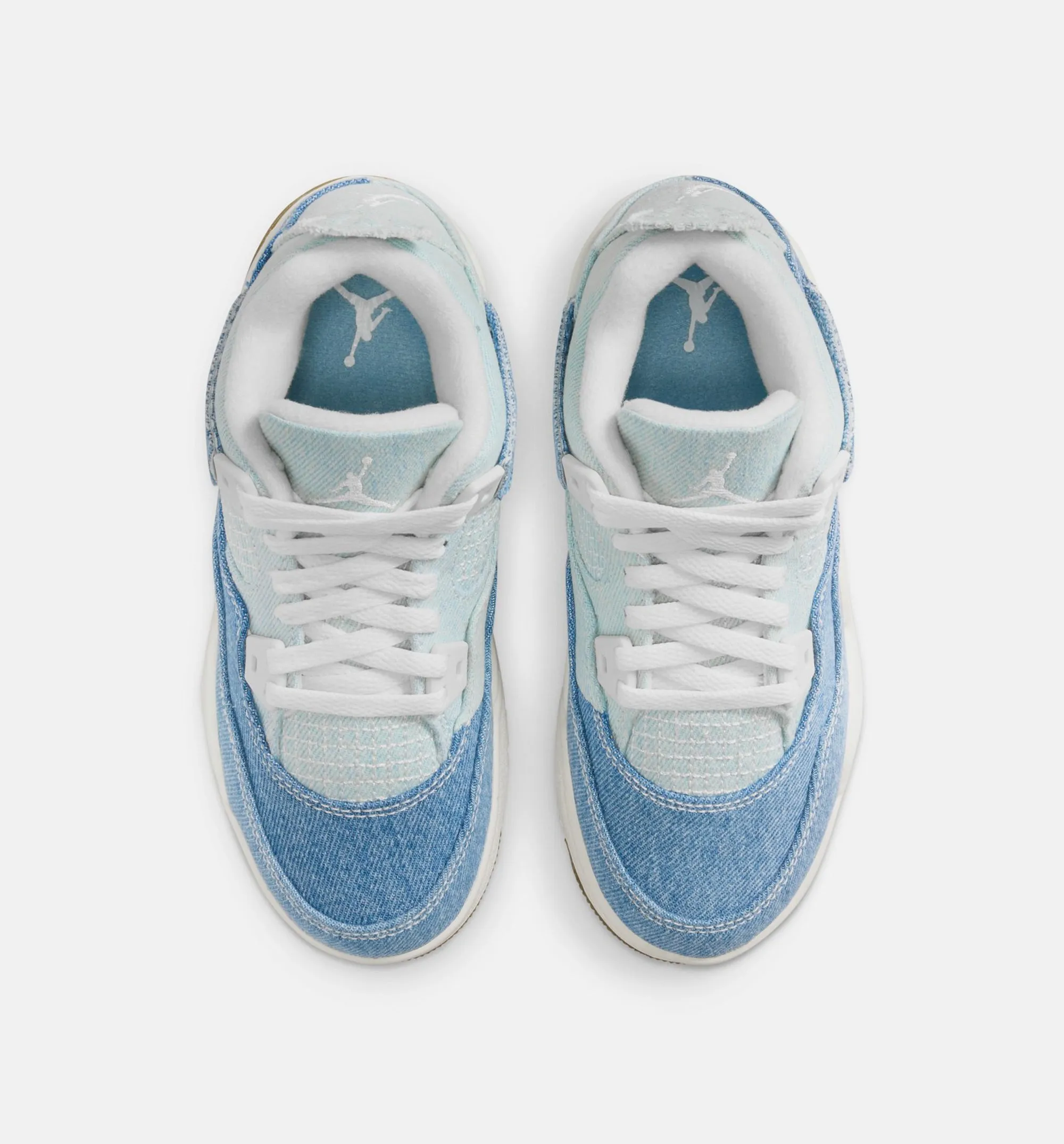 Grippy Traction Relaxed Fit Footwear Air Jordan 4 Retro Worn Blue Preschool Lifestyle Shoe - Sail/Worn Blue/Metallic Gold
