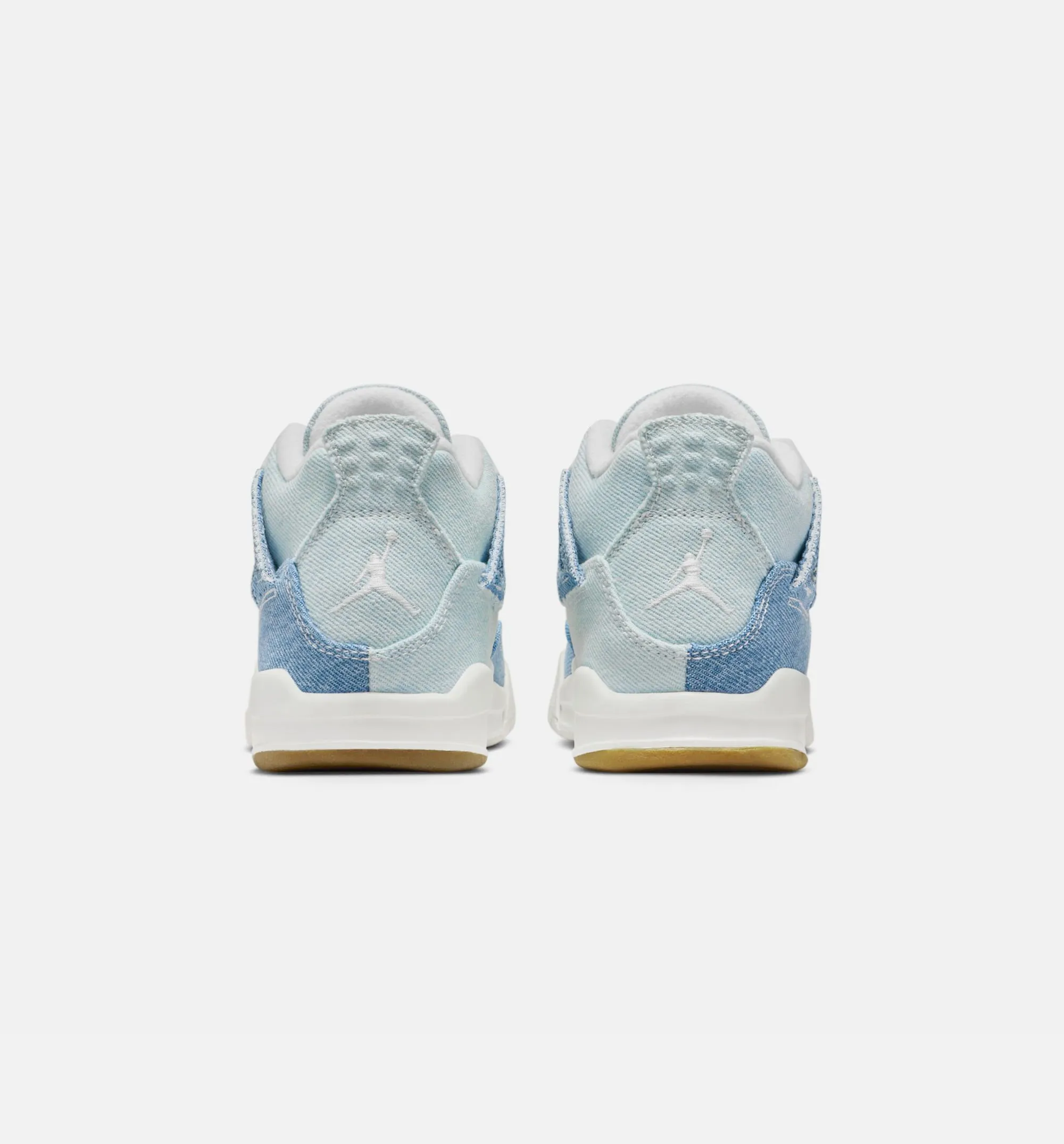 Air Jordan 4 Retro Worn Blue Preschool Lifestyle Shoe - Sail/Worn Blue/Metallic Gold Classic Sneakers Minimalist