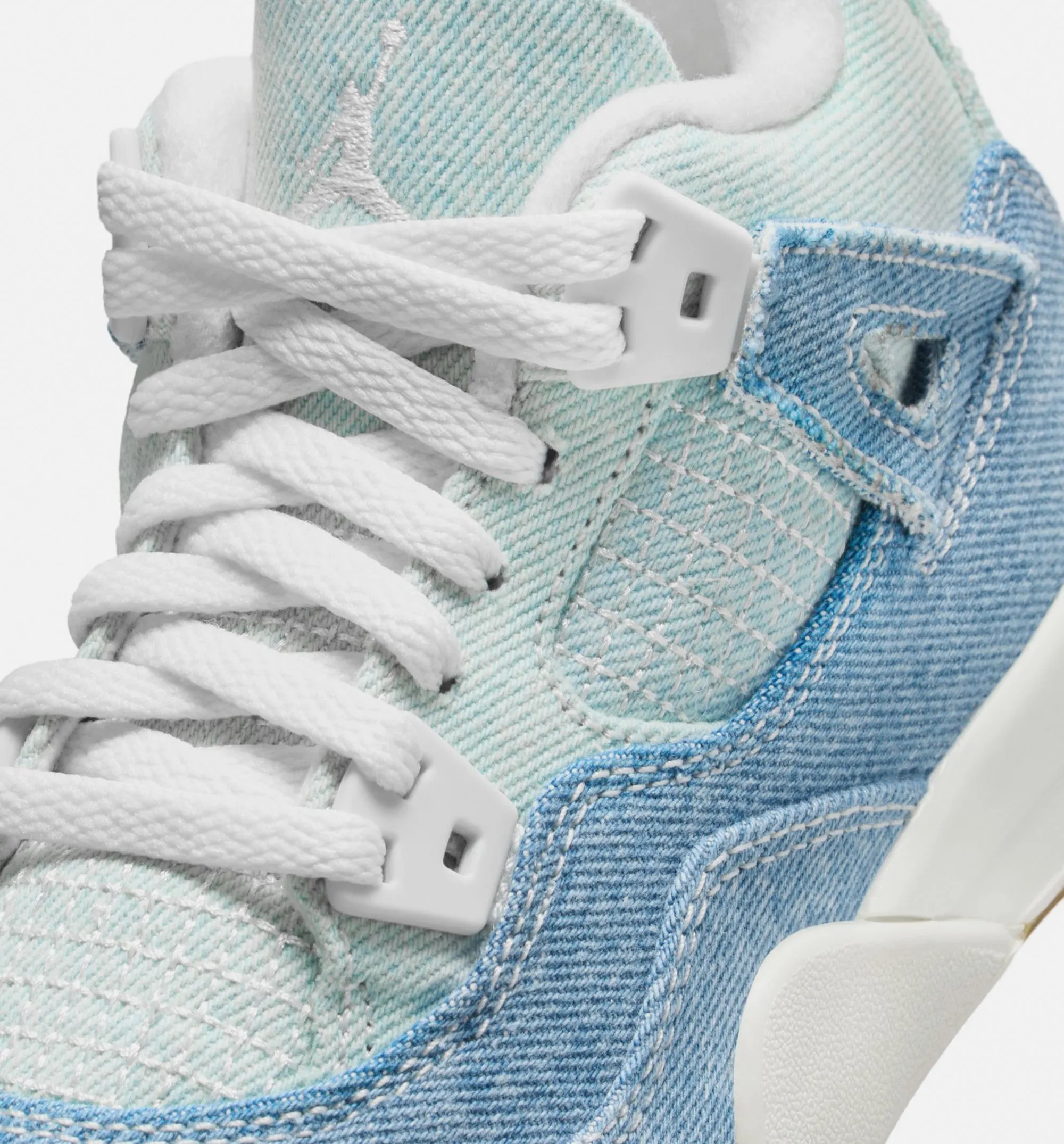Air Jordan 4 Retro Worn Blue Preschool Lifestyle Shoe - Sail/Worn Blue/Metallic Gold Rugged Sole Travel Ready