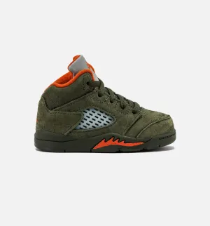 Air Jordan 5 Retro Infant Toddler Lifestyle Shoe - Army Olive/Solar Orange Sporty Style