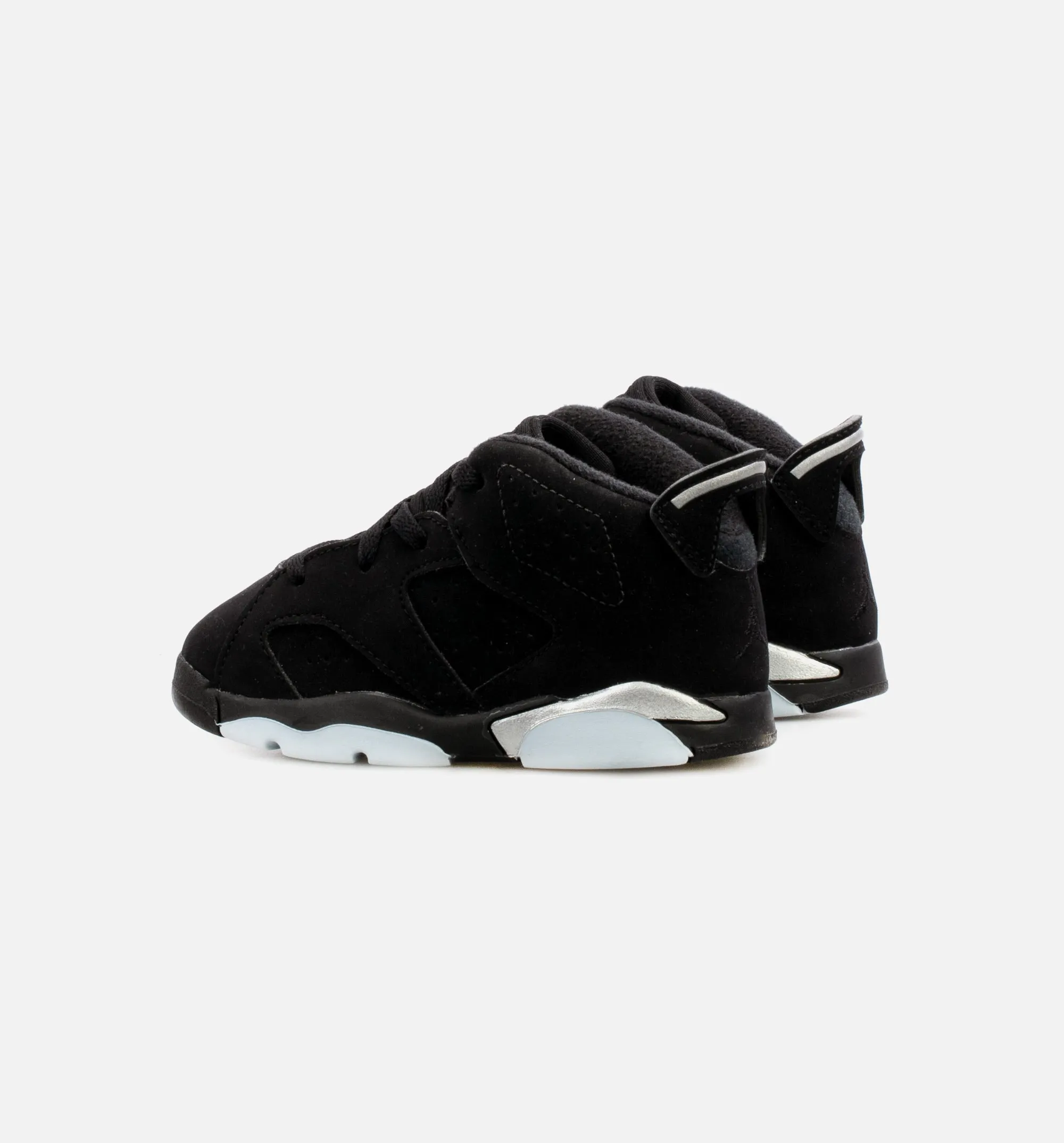 Smart Casual Footwear Air Jordan 6 Retro Metallic Silver Infant Toddler Lifestyle Shoe - Black