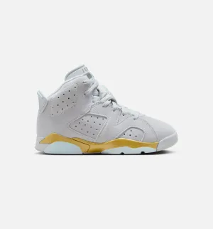 Air Jordan 6 Retro Pearl Preschool Lifestyle Shoe - Pure Platinum/Glacier Blue/Metallic Gold Odor Resistant
