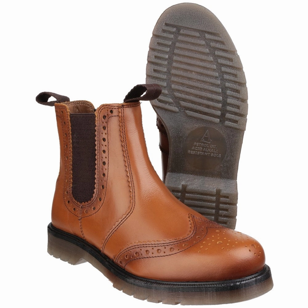 Amblers Dalby Pull On Brogue Boot Casual Footwear Moisture Wicking