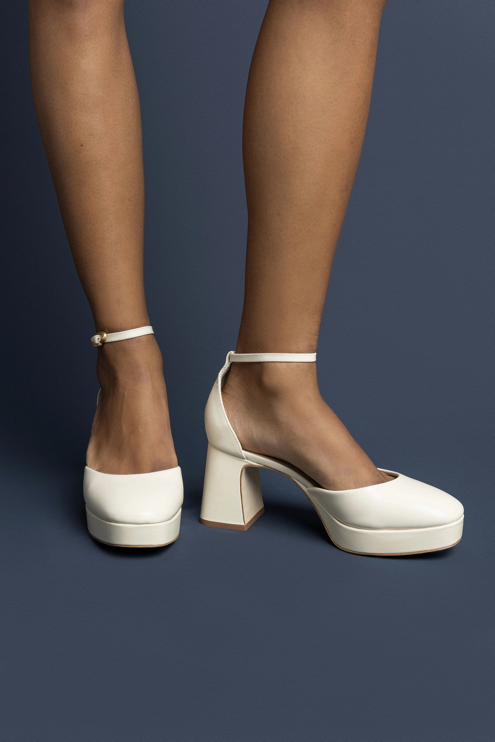 Non Slip Ari Verona Low Pump In Ivory Box Leather