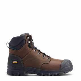 Ariat Treadfast 6" Waterproof Steel Toe Work Boot Dark Brown Timeless Cushioned