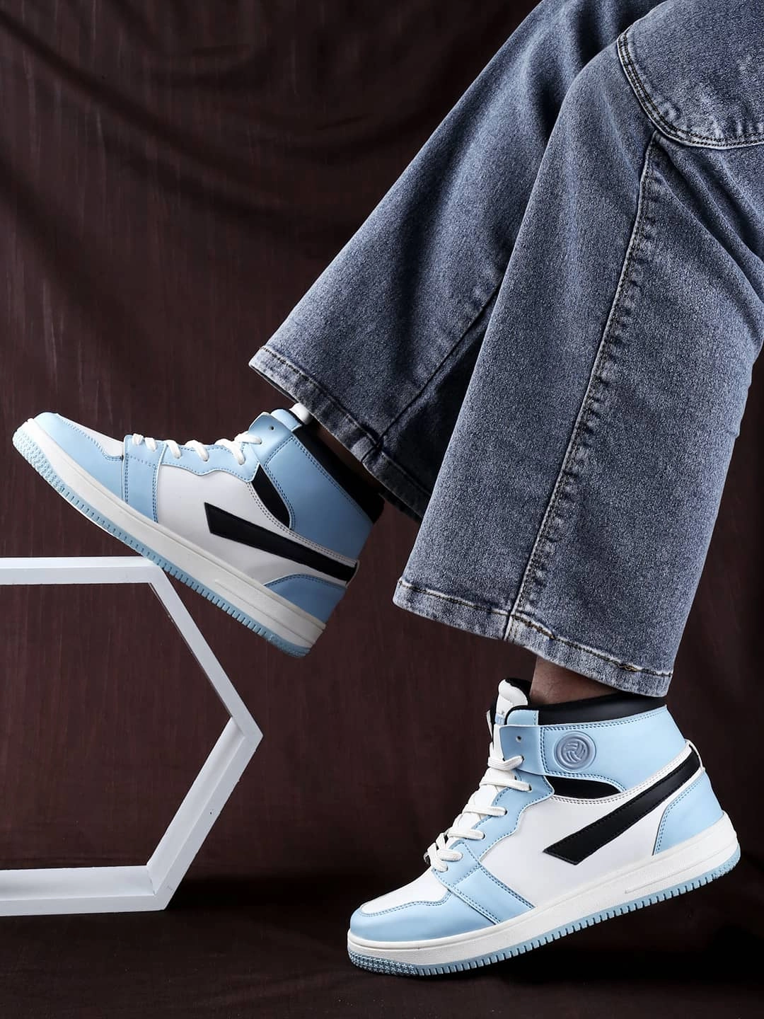 Travel Footwear Comfort Sole Bacca Bucci Femme High-Top Harmony Sneakers??Elegant Pastel Blue And Pink Women'S Lace-Ups