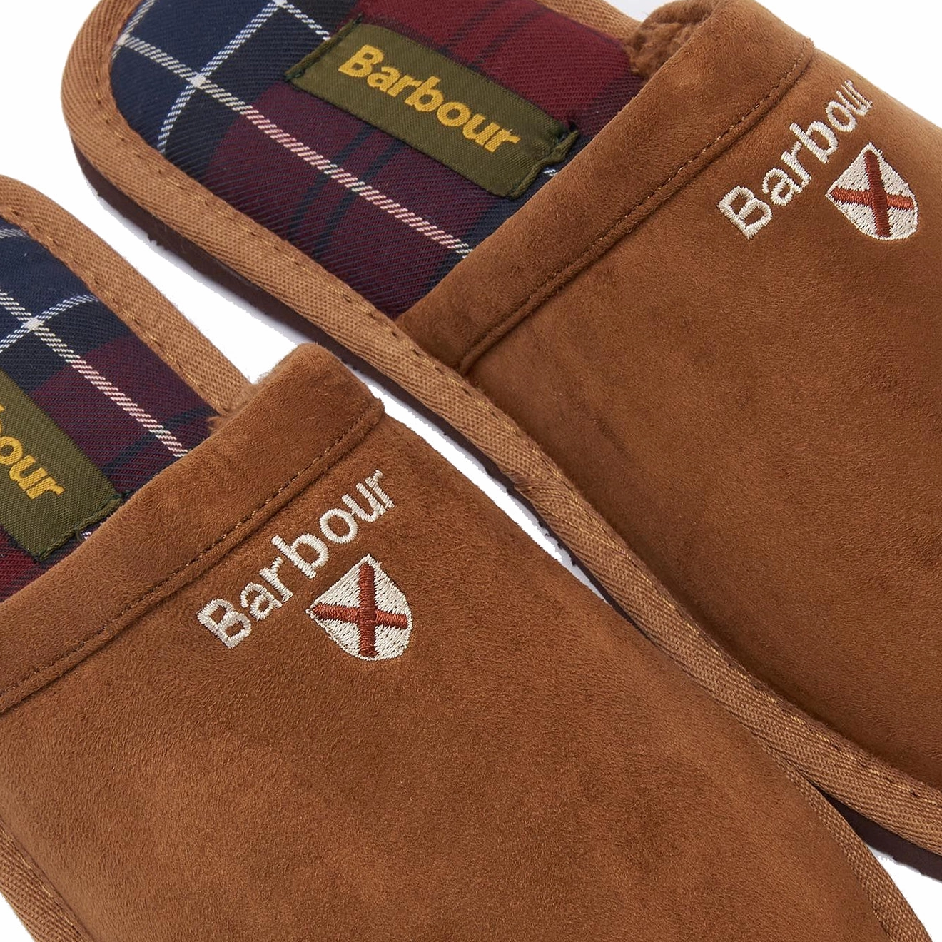 Barbour Everitt Mule Slipper Camel Grippy Traction Modern Footwear