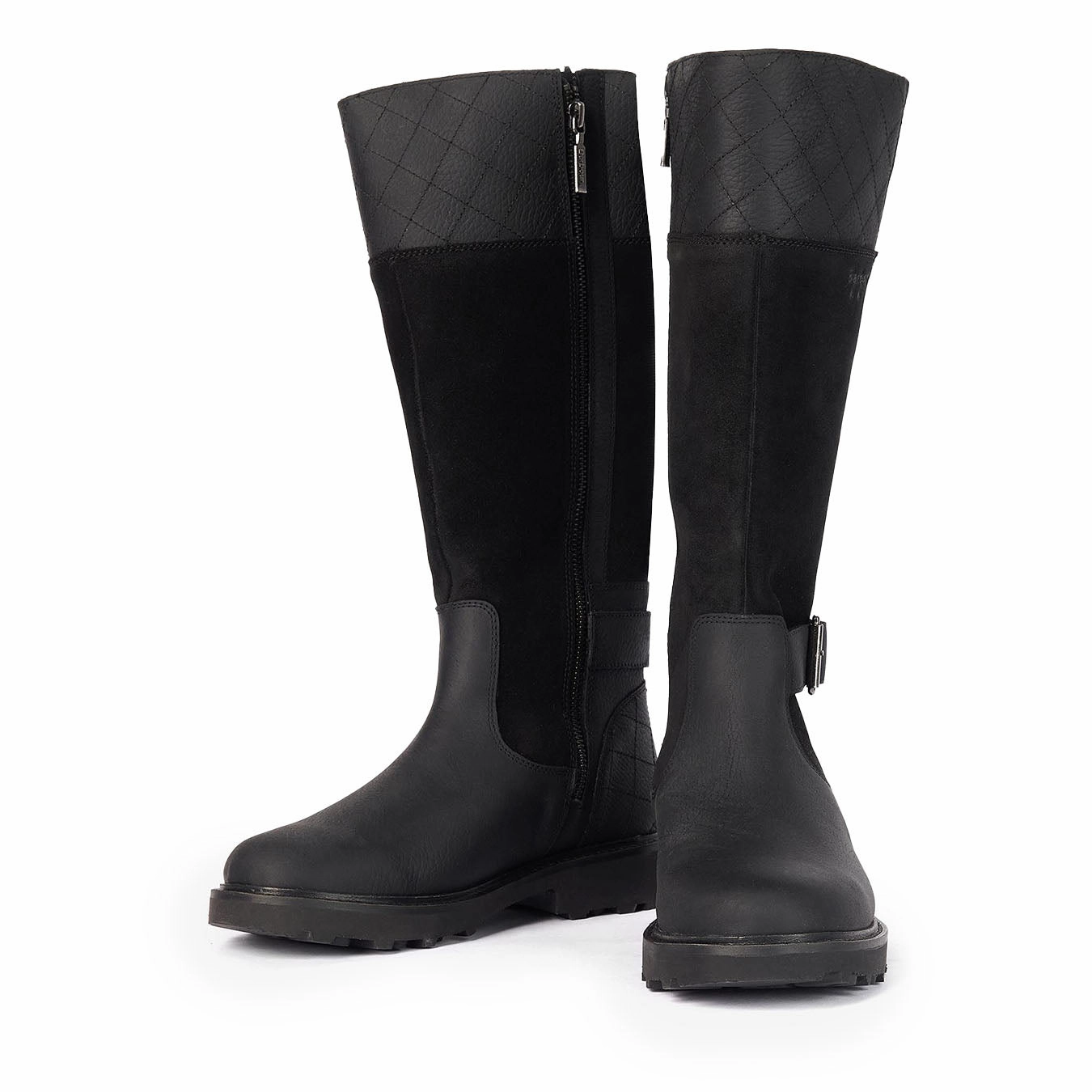 Barbour Womens Fareham Knee-High Boots Black Statement Footwear Premium Comfort