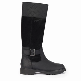 Weather Resistant Barbour Womens Fareham Knee-High Boots Black
