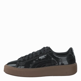 Basket Platform Patent Sneaker Black Standing Comfort Breathable Mesh