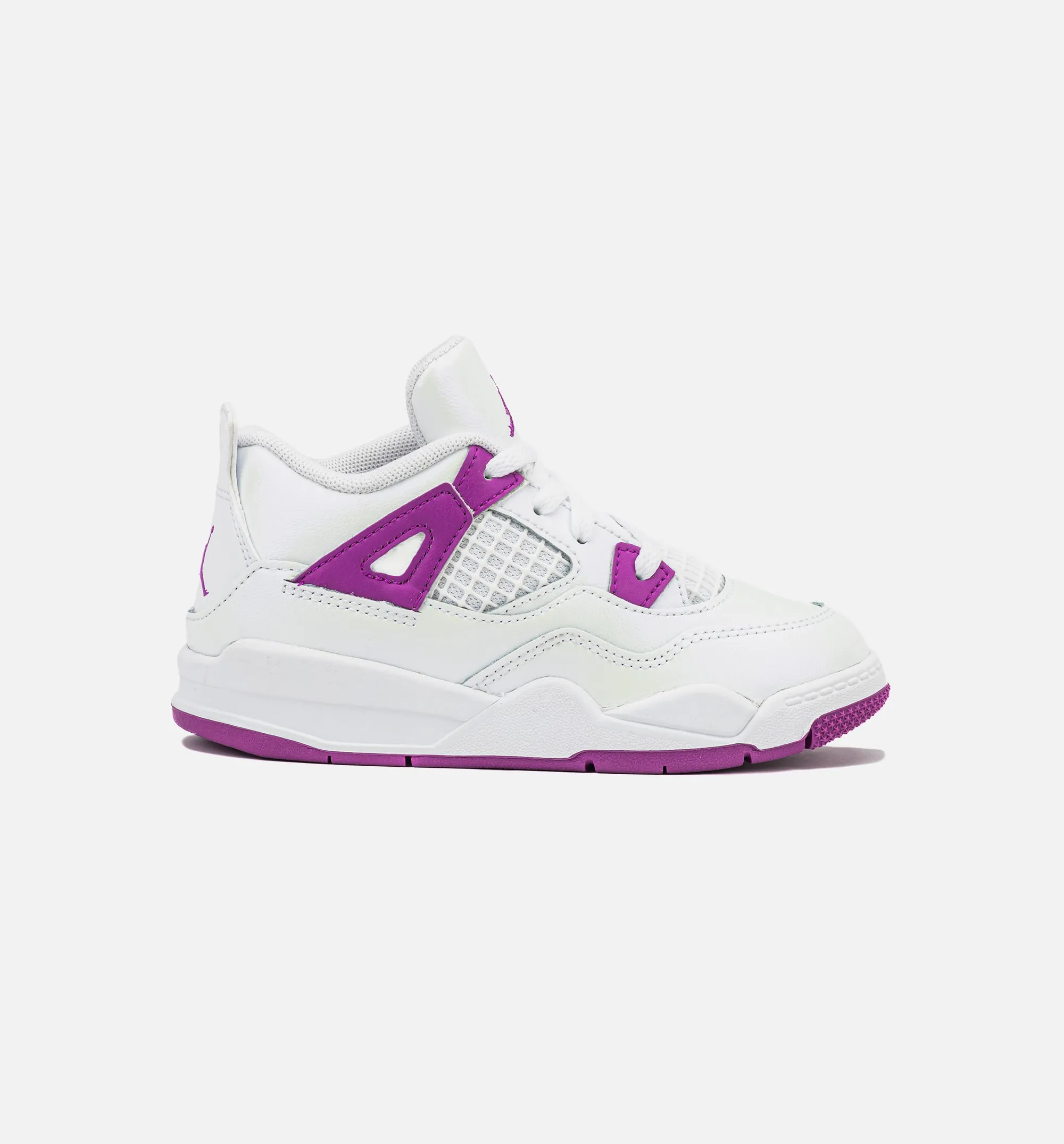 Classic Sneakers Air Jordan 4 Retro Hyper Violet Infant Toddler Lifestyle Shoe - White/Hyper Violet