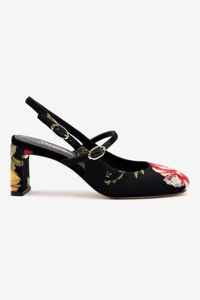 Durable Shoes Lightweight Shoes Larroud?? X Markarian Pump In Black Wool And Floral Embroidery