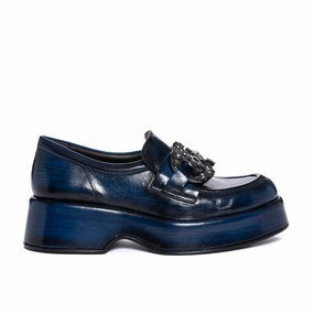 Pons Quintana | Women'S Loafers | Fliper Cobalt Branch | Blue Memory Foam Moisture Wicking