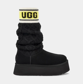 Easy On/Off Ugg | Women Boots | W Classic Sweater Letter Tall Black | Black