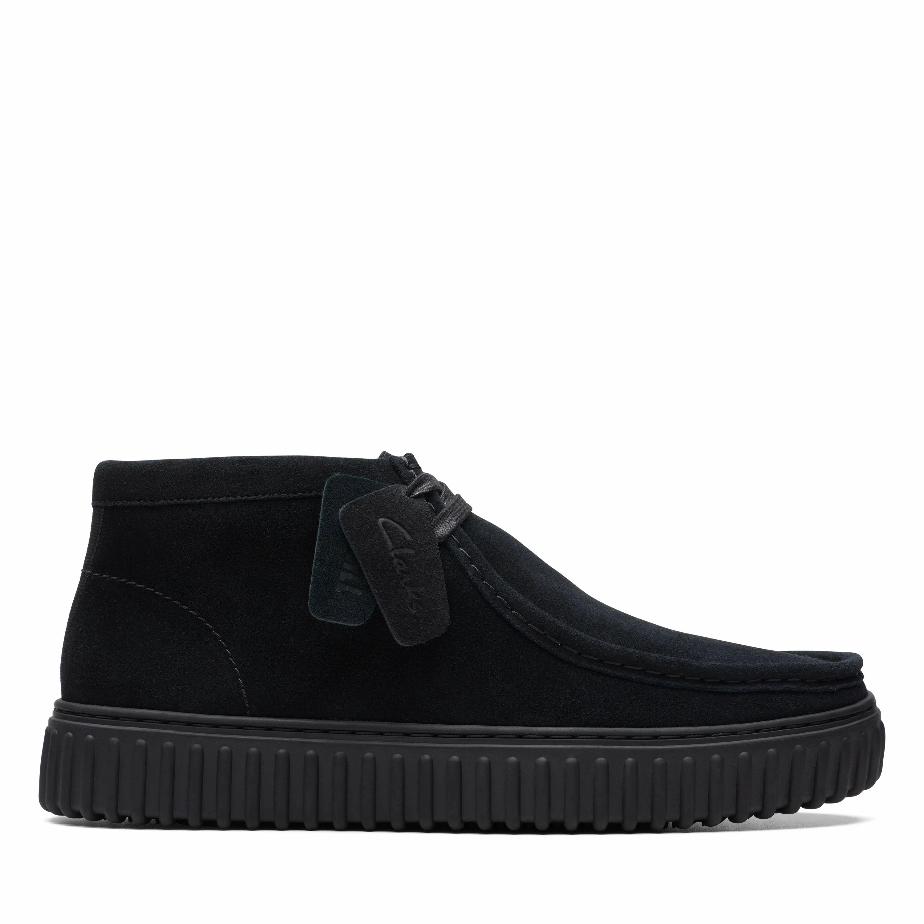 Clarks | Wallabee | Men | Torhill Hi Black Suede | Black Slip On Shoes Supportive
