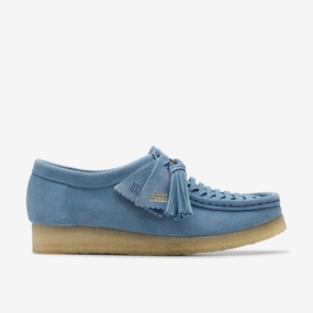 Clarks | Casual Shoes | Women | Wallabee Weave Powder Blue Suede Weather Ready Grippy Soles