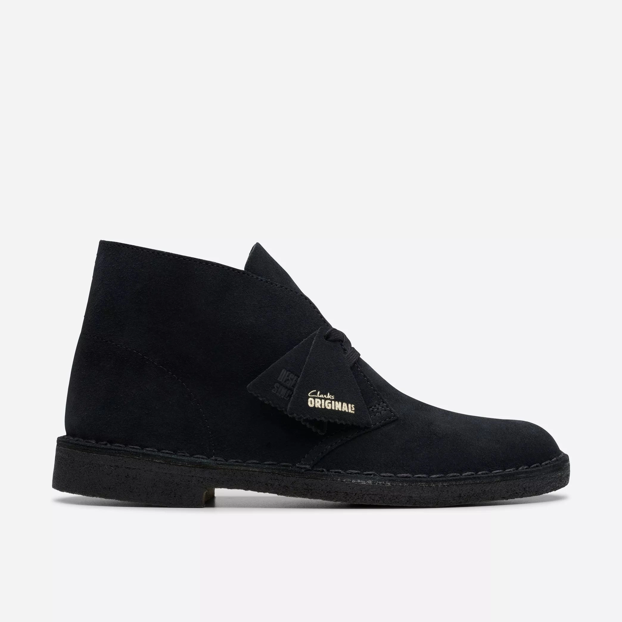 Comfort Heel Clarks | Boots | Men | Desert Boot Black Suede | Black
