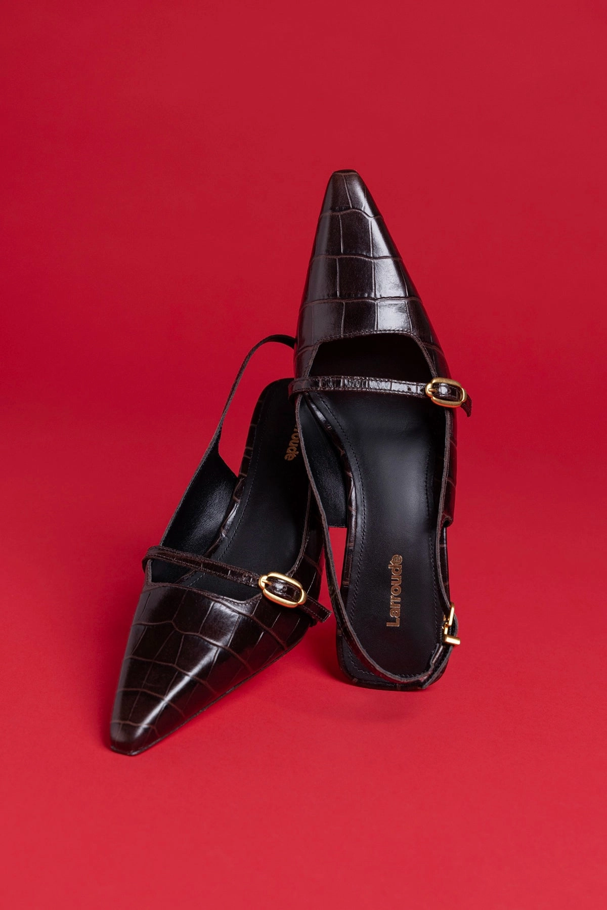 Modern Footwear Unisex Ines Pump In Croco Brown Leather